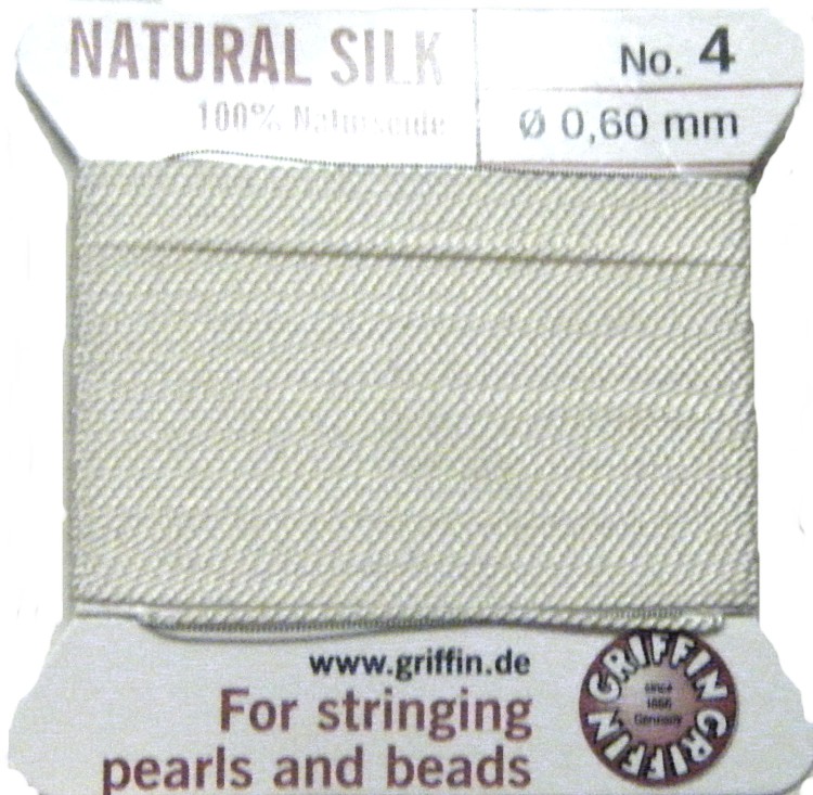 White Silk Cord -4 metres Two Needles Size 4